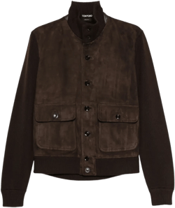 knitted-sleeves suede jacket