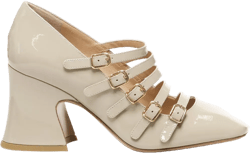 80mm Janis buckle-fastening flared-heel pumps