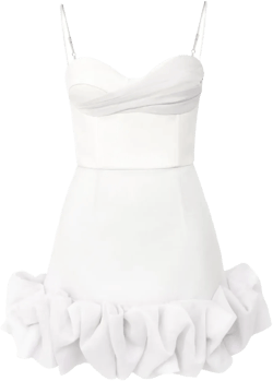 draped ruffle mini dress