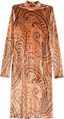 paisley-print mock-neck midi dress