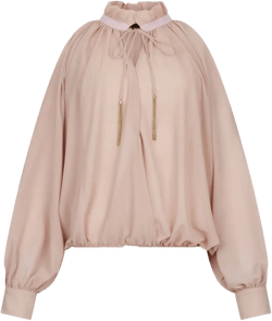 high-neck tassel blouse