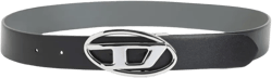 logo-plaque leather belt