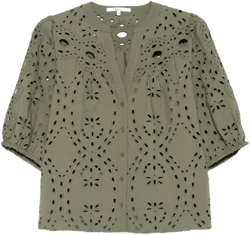 Beatrice eyelet-embroidered puff-sleeve top