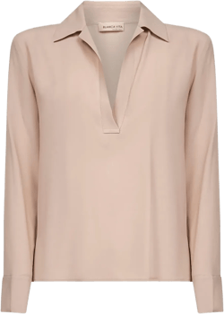 V-neck buttoned-cuff top