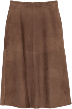 A-line suede midi skirt