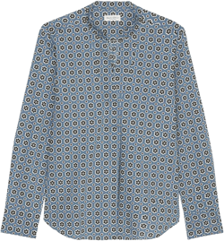 floral-print button-up shirt