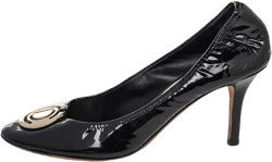 80mm patent leather round toe pumps