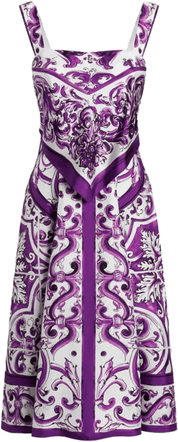 Majolica-print midi dress