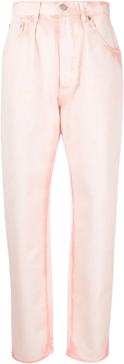 bleach-wash tapered jeans
