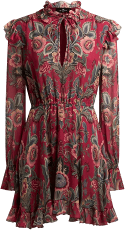 ruffled floral print mini dress