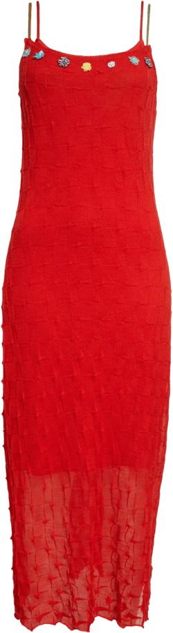 YanYan Borlor Floral Ribbon Wool Slipdress