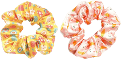 Easter Bunny Silk Hair Accessories - 2Pcs Satin Scrunchies, Hair Ties, Ponytail Holders with Rabbit Egg Designs for Girls & Women