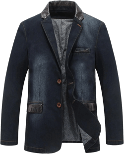 Men's Notched Collar Button Denim Blazer Jacket Spring Autumn Single Breasted Suit Coats Slim Fit Jeans Suit Jacket Blue 2 3X-Large