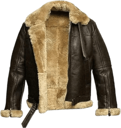 H&D Clothing RAF Aviator B3 Shearling Sheepskin Leather Bomber Jacket For Men Medium Brown