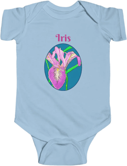 Iris Hand-Drawn Baby Bodysuit, Eco-Friendly Infant Clothing, Baby Shower Gift, Newborn Outfit, One-Piece Romper, Gender Neutral Onesie,