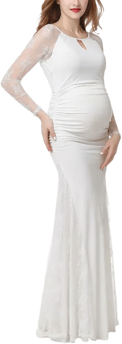 Maternity Lace Trim Mermaid Maxi Dress