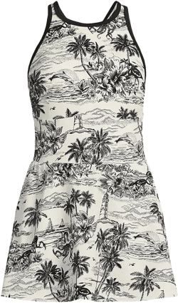 Women's Long Tugless High Neck Swim Dress Swimsuit