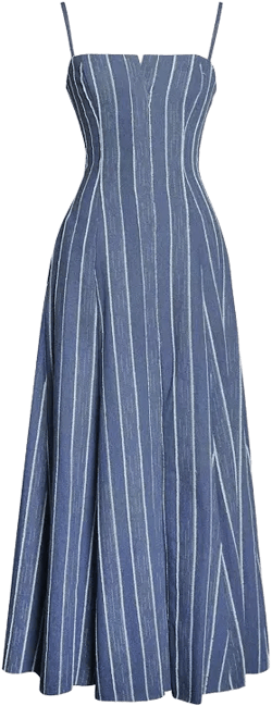 Miss Circle Women's Abygail Stripe Cotton Denim Maxi Dress