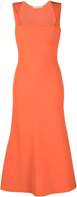 square-neck sleeveless flared dress