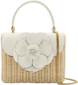 flower-appliqué tote bag