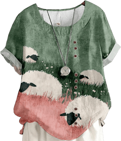 Women's Vintage Linen Tops Short Sleeve Boho Summer Graphic Tees Tunic Shirts Casual Fashion Button Blouses