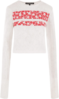 floral-panel knit top