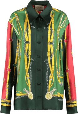 Harness-print silk shirt