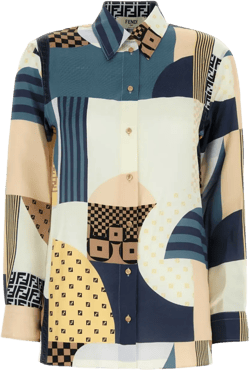 geometric-print silk shirt