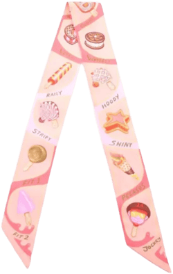 2010-2025 Funny Ice Cream Silk Twilly Scarf scarves