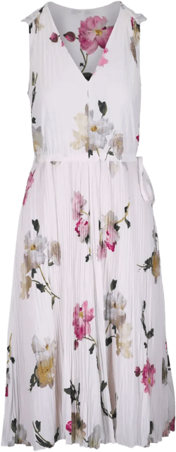 floral-print pleated dress