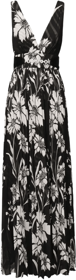 pleated floral print dress