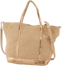 small sequin-trimmed linen tote bag