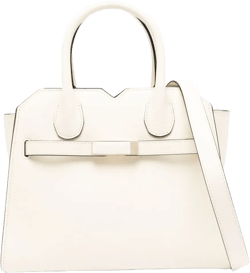 flap-buckle leather tote bag