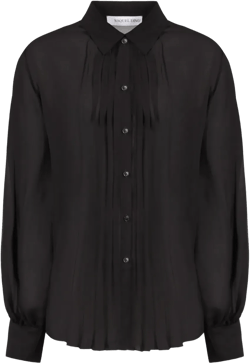 pleated-front silk shirt