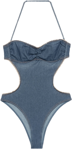 denim cut-out swimsuit