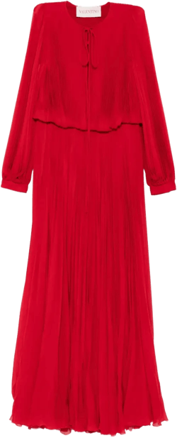pleated long-sleeve dress