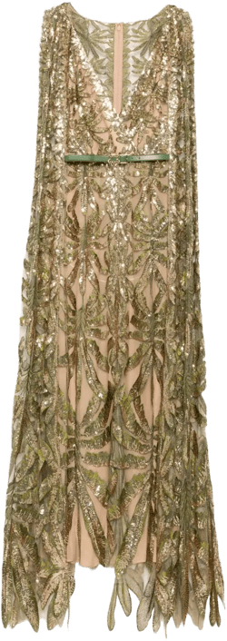 Embroidered Tulle Long Dress