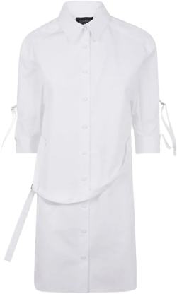 tie-fastening cotton mini shirt dress