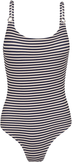 striped ring-detail swimsuit