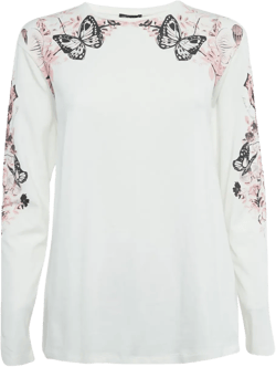 butterfly floral-trint T-shirt