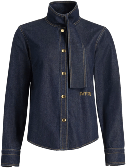 scarf-collar denim shirt