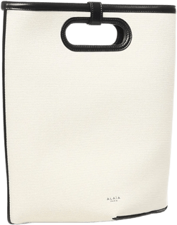 leather-trimmed canvas tote bag