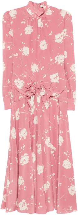 rose-print belted midi dress