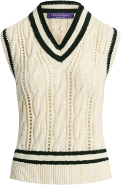 cable-knit V-neck vest
