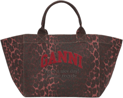 leopard-print canvas tote bag