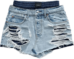 distressed-denim mini skirt