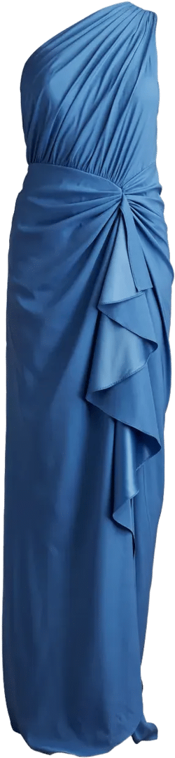 Lena draped one-shoulder ruffle evening dress