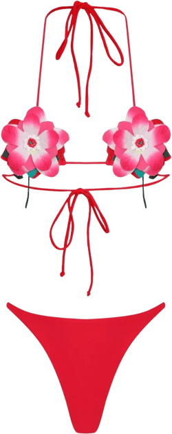 flower-embellished triangle bikini
