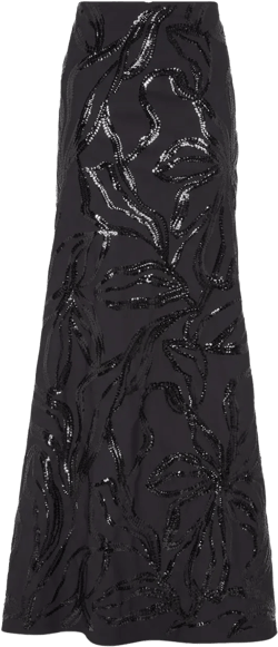 sequin floral maxi skirt