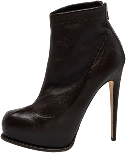 pre-owned 140mm leather booties